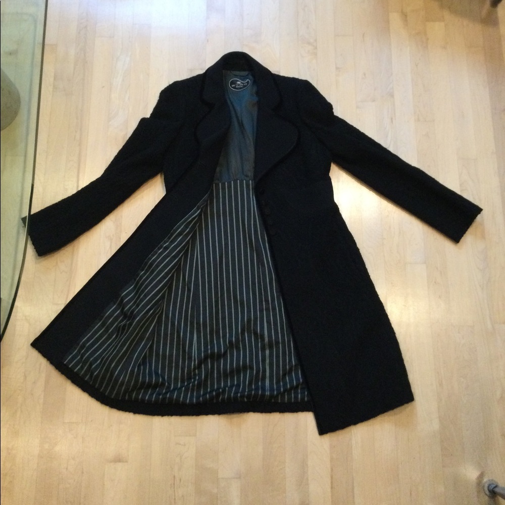 ETRO COUTURE, black textured wool/velvet coat, size i48 (14)